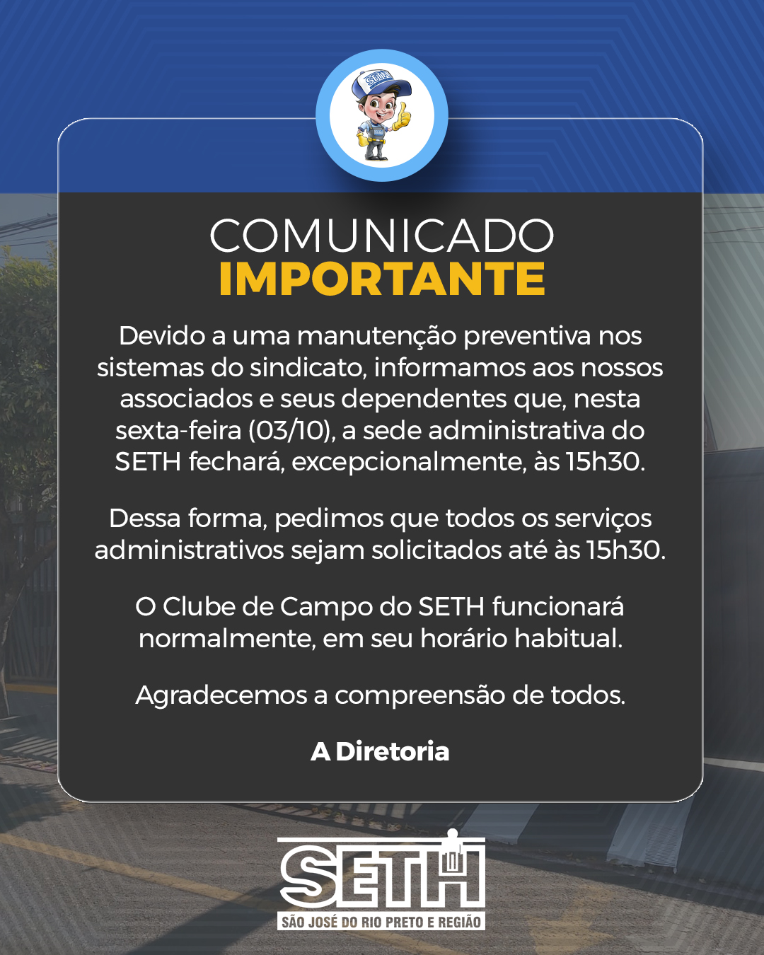 Comunicado Manutenção